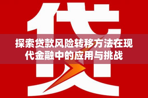 惠山探索贷款风险转移方法在现代金融中的应用与挑战