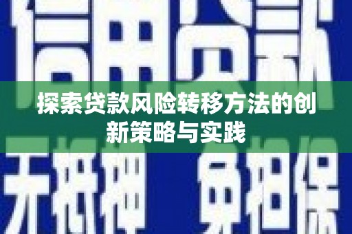 阿图什探索贷款风险转移方法的创新策略与实践